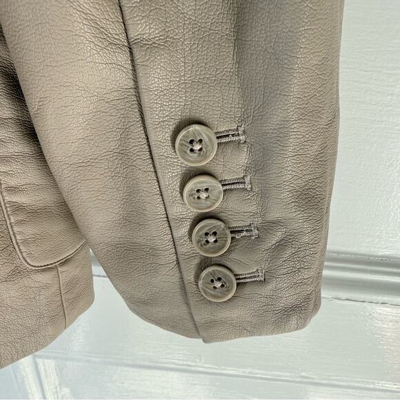 Jonathan Simkhai Raelynn Stretch Vegan Faux Leather Blazer Light Grey / Beige XL - Picture 8 of 11